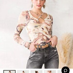 Marble Print Long Sleeve Top